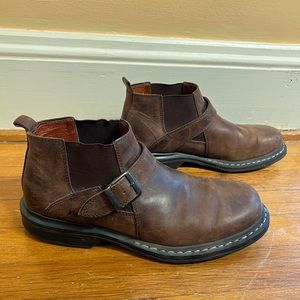 Handcrafted by Johnston & Murphy Brown Leather Pull On Boots With Buckle